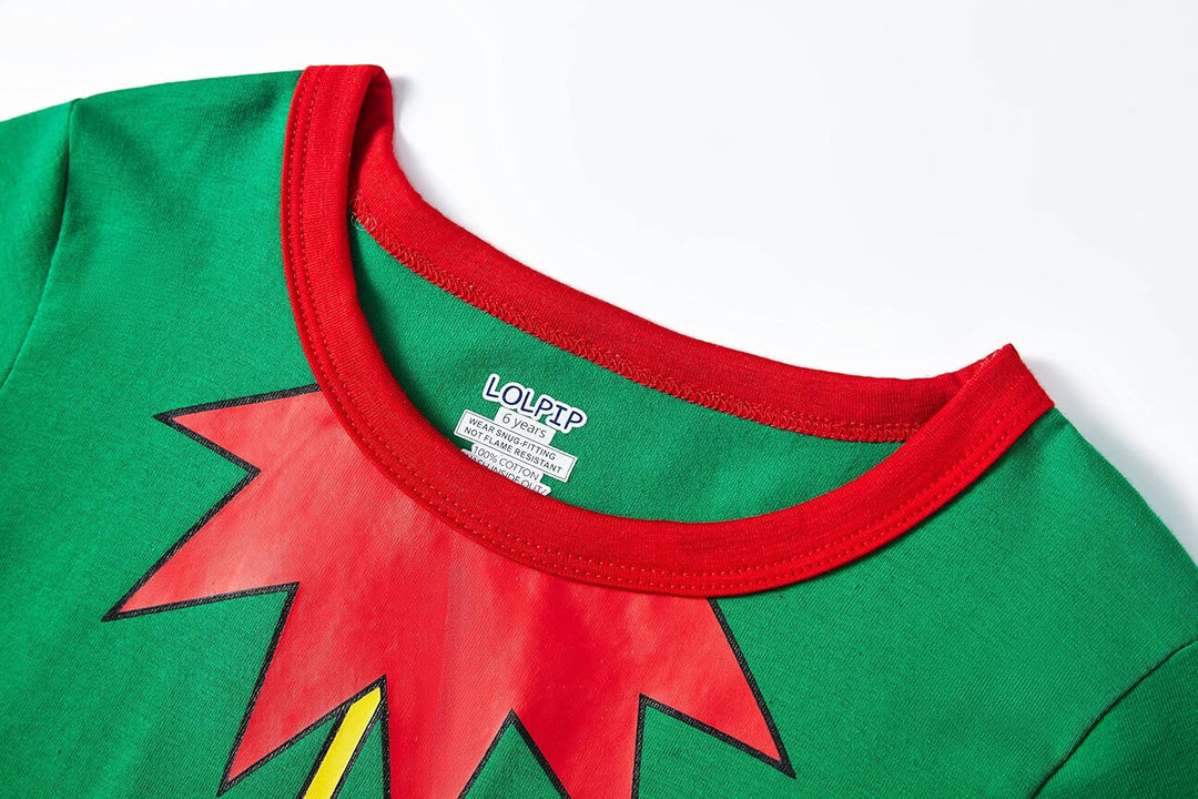 LOLPIP Jungen Pyjama Langarm 4-teilig Kleine Kinder Nachtwäsche Schlafanzug Set 2-14 Jahre Elf-grüne