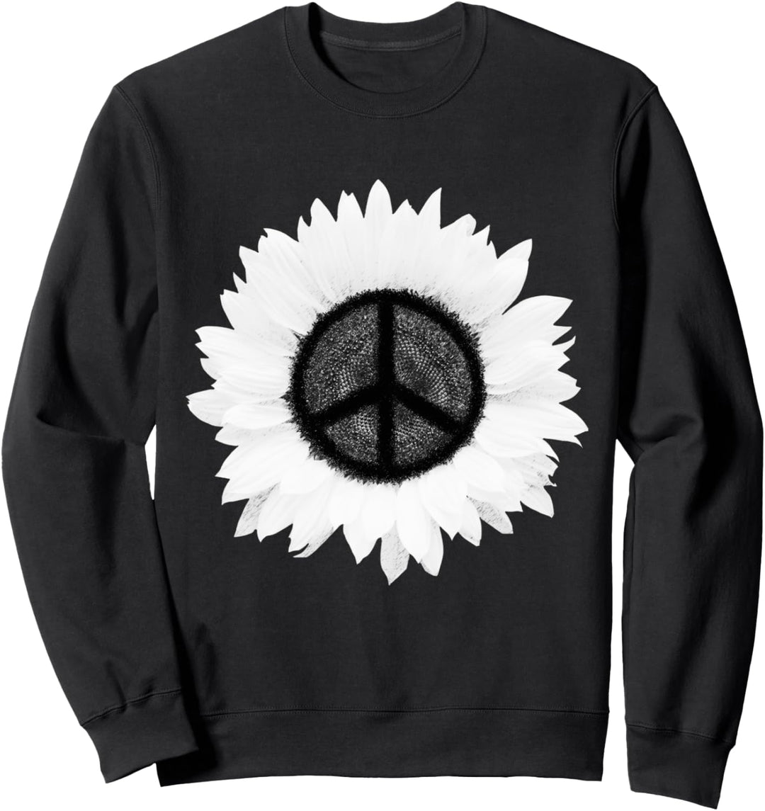 Sonnenblumen-Friedenszeichen Retro 60er 70er Jahre Liebeshem Sweatshirt
