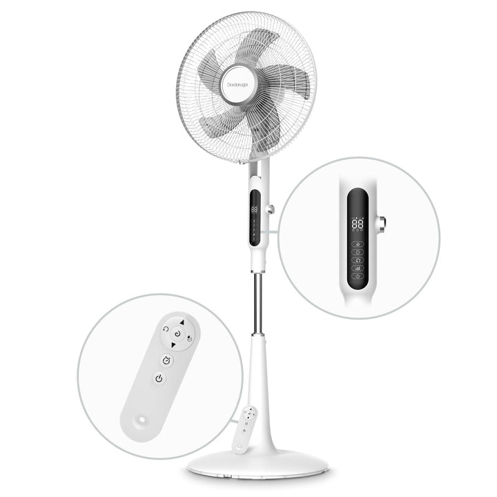 Digitaler, oszillierender, freistehender Ventilator, Premium Design, leise, Touchscreen, Nachtmodus,