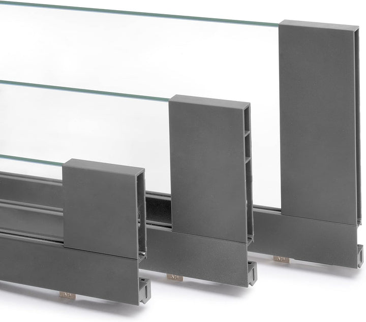 Emuca - Vertex Aussenschublade 40 kg Höhe 131 mm mit Glaswänden, 500 mm, Grau anthrazit, Stahl und A