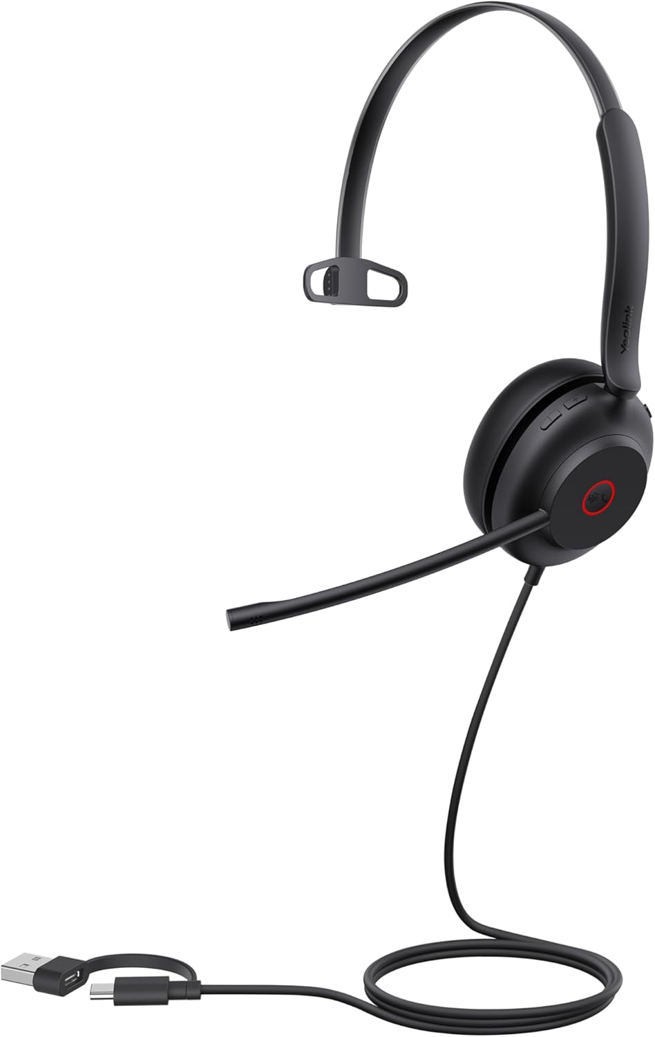 Yealink UH35 USB Headset mit Mikrofon, Mono Headset mit Geräuschunterdrückung, Computer Headset für