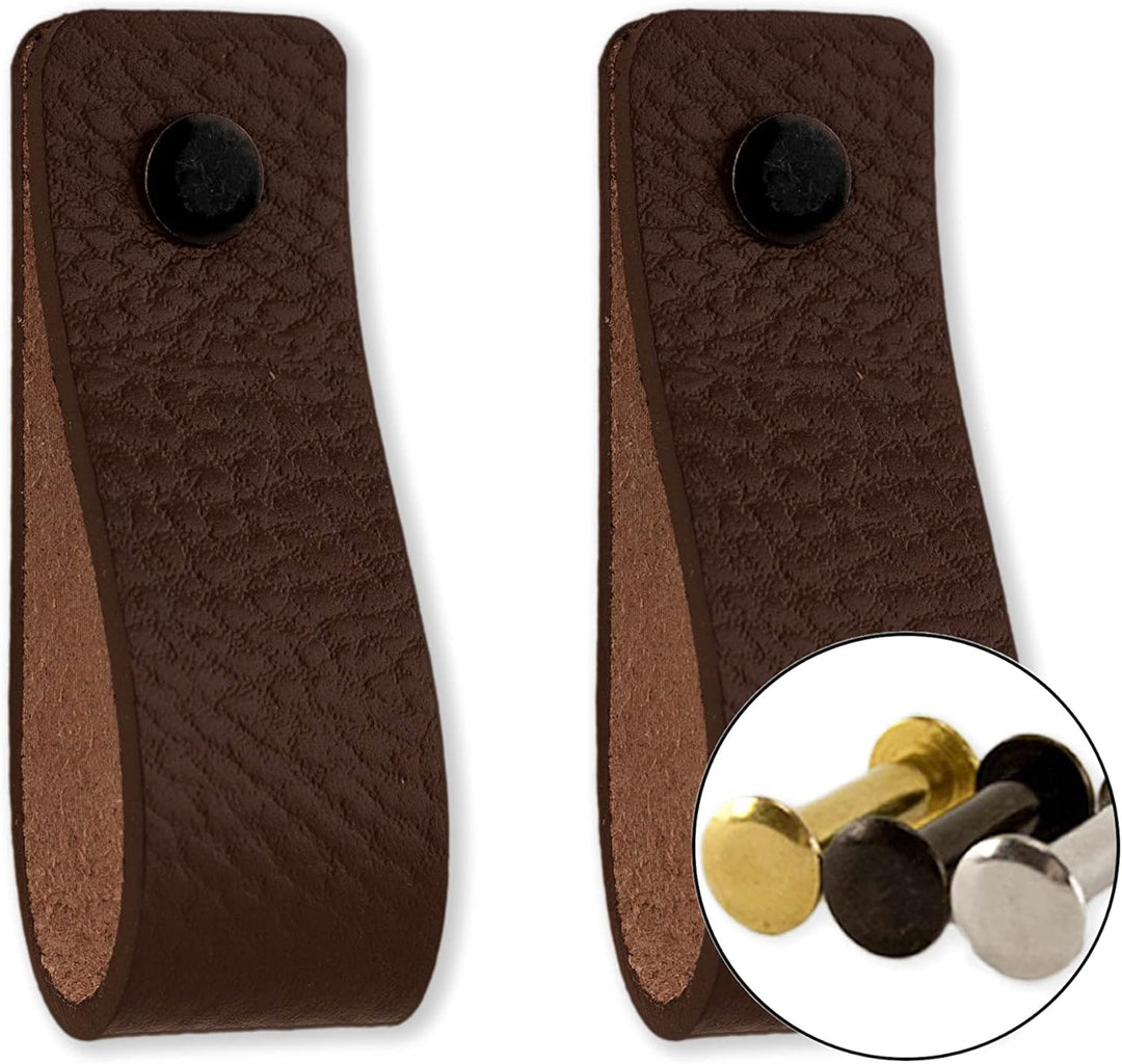 Brute Strength - Ledergriffe für Möbel - Braun - 4 Stück - 16,5 x 2,5 cm - Schrankgriff, Türgriff fü