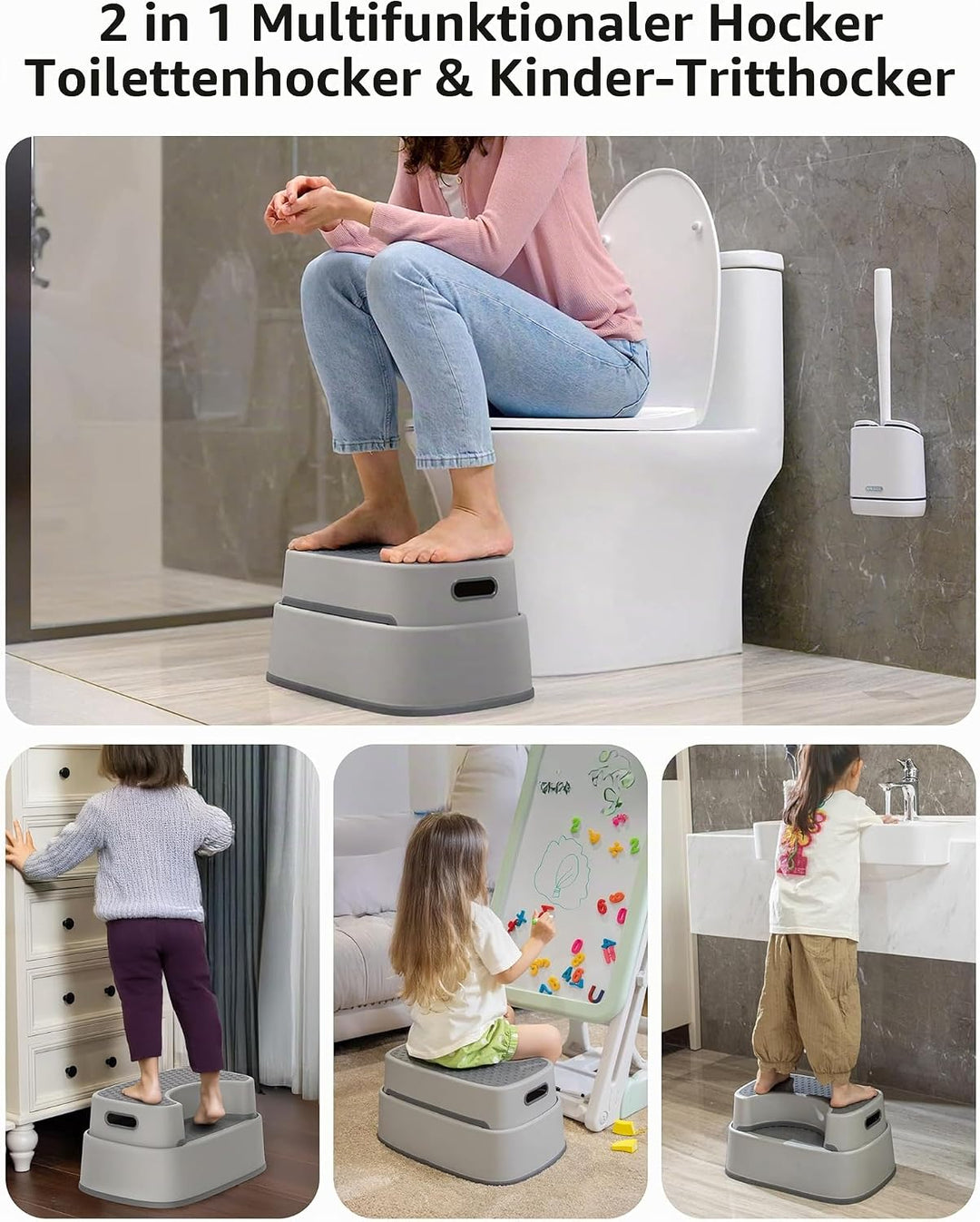 MR.SIGA Toilettenhocker Squat für Erwachsene, strapazierfähiger Badezimmerhocker, rutschfeste Toilet