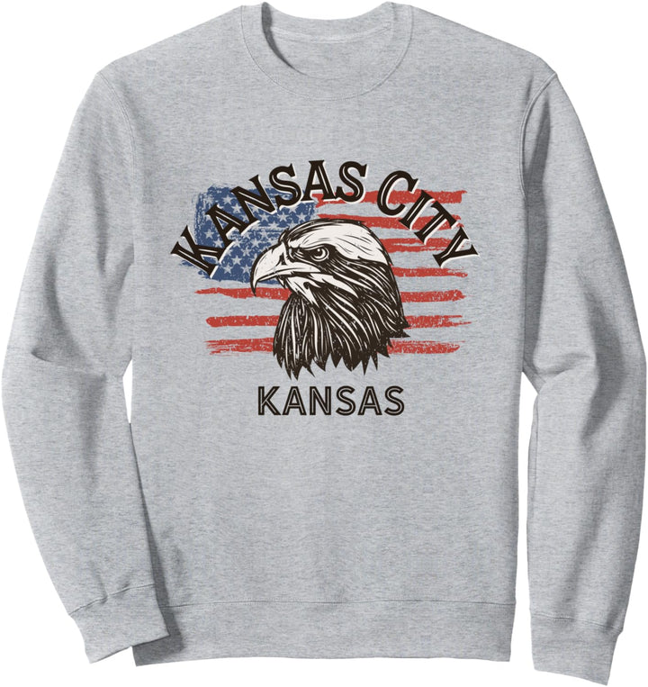 Retro Eagle USA Flagge Kansas – Vintage Kansas City Sweatshirt