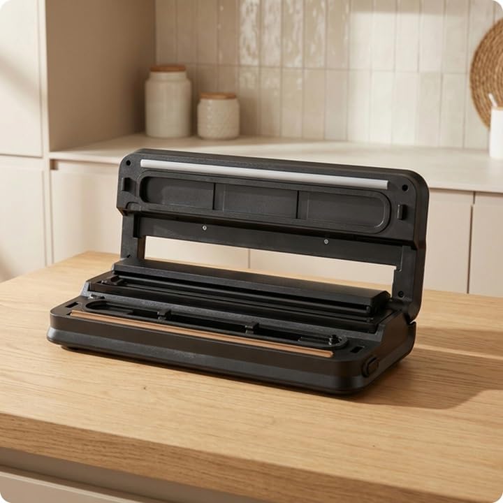 Vakuumiergerät 110W mit Folienspender &amp; integriertem Cutter, 32 cm Doppel-Schweissnaht, 6 Modi Dry/M