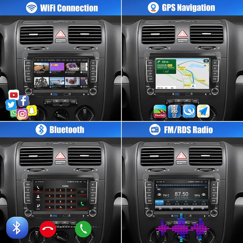 [1+32G] CAMECHO Android 13 Autoradio für VW Golf 5 6 Touran Polo Touran Radio mit Navi, 7 Zoll Bilds