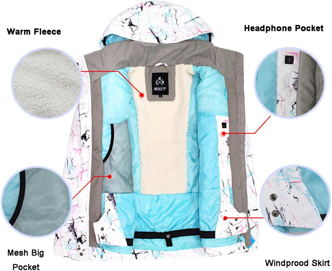 ALSOGO Damen Skijacke &amp; Skihose Set Skianzug 2 teilig Schneeanzug 10.000mm Wassersäule Atmungsaktiv