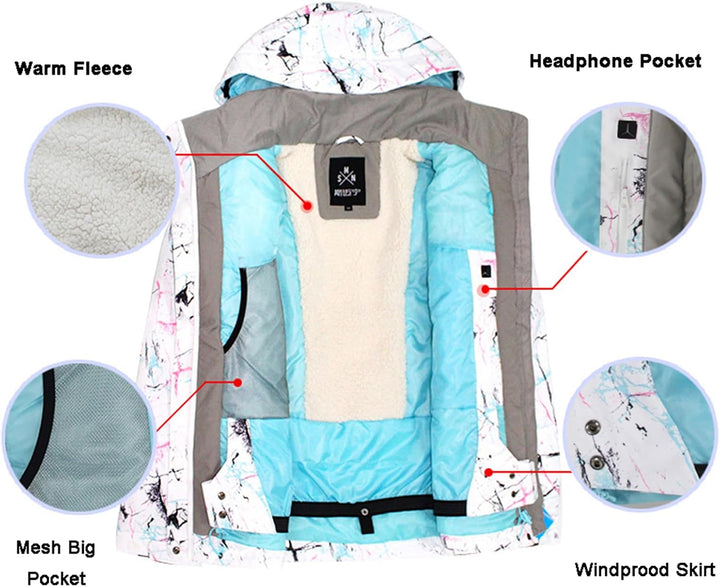 ALSOGO Damen Skijacke &amp; Skihose Set Skianzug 2 teilig Schneeanzug 10.000mm Wassersäule Atmungsaktiv