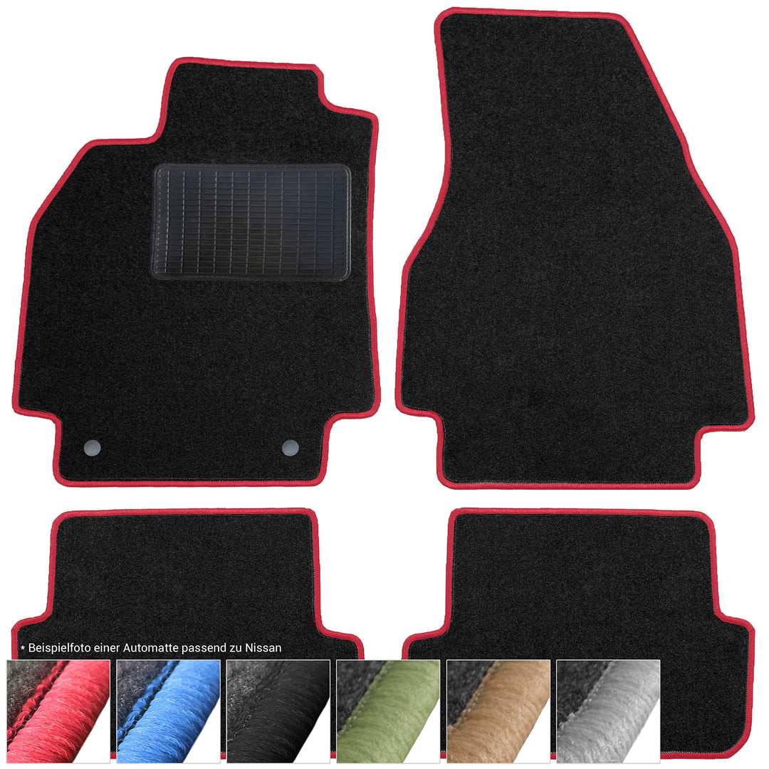 moto-MOLTICO Fussmatten Auto Velours Autoteppiche Schwarz Automatten Set 4-teilig passend für Nissan