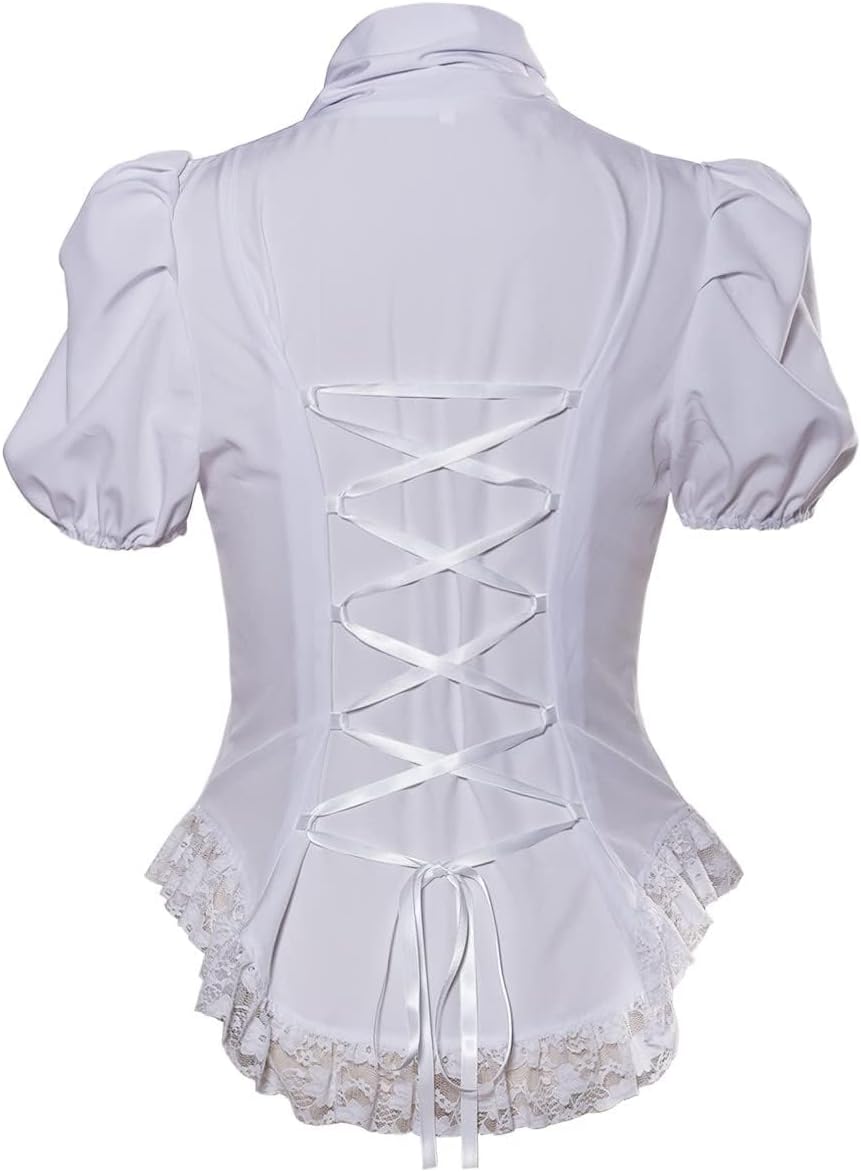 Damen Viktorianisches Korsett Tops Shirts Gothic Steampunk Schnür Bluse