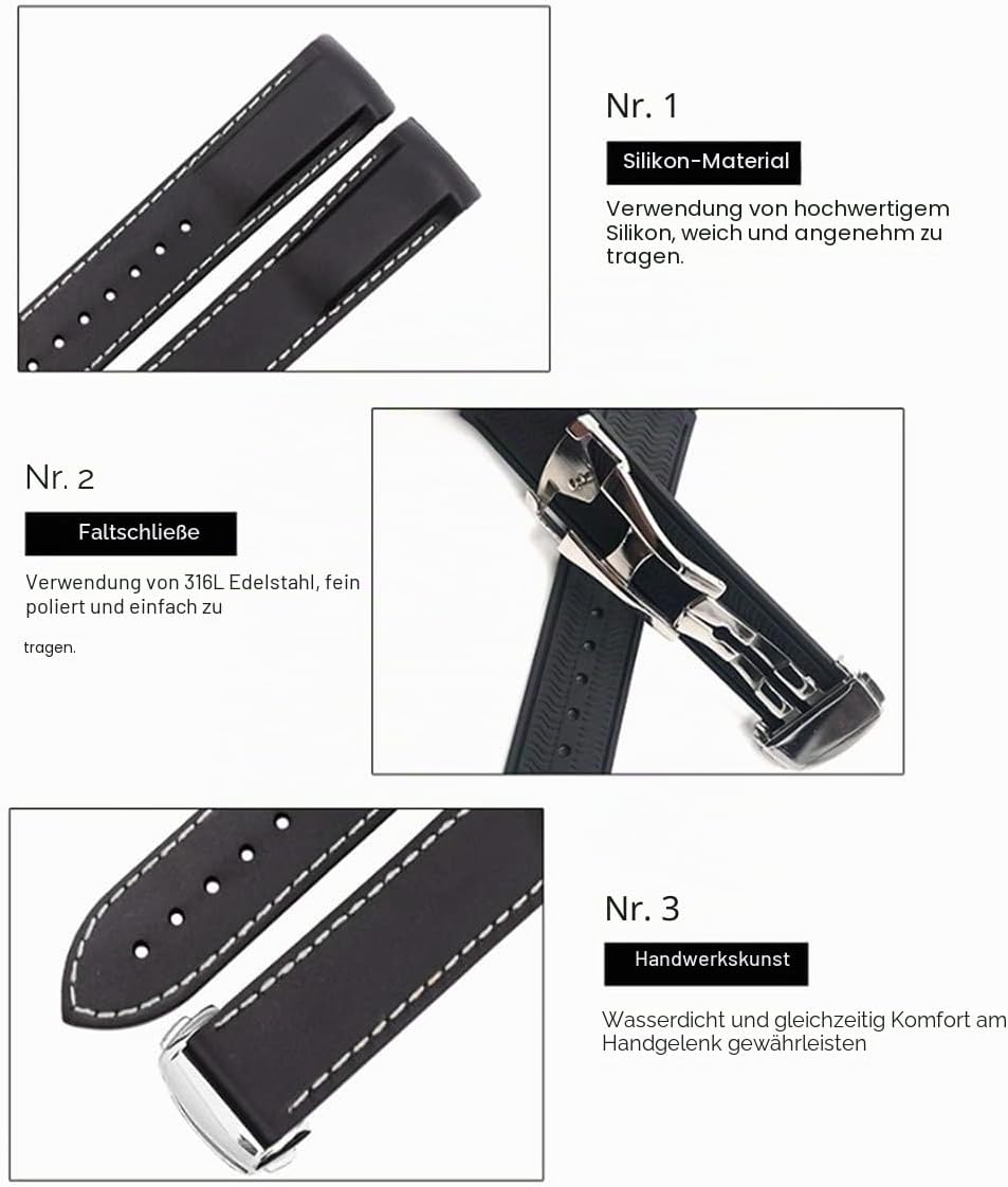 Uhrenarmband für Omega Silikon Gummi Uhrenarmbänder 20mm 22mm Sanft Wasserdicht Sport Ersatz Faltsch