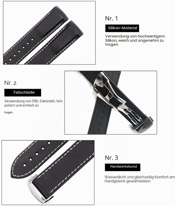 Uhrenarmband für Omega Silikon Gummi Uhrenarmbänder 20mm 22mm Sanft Wasserdicht Sport Ersatz Faltsch
