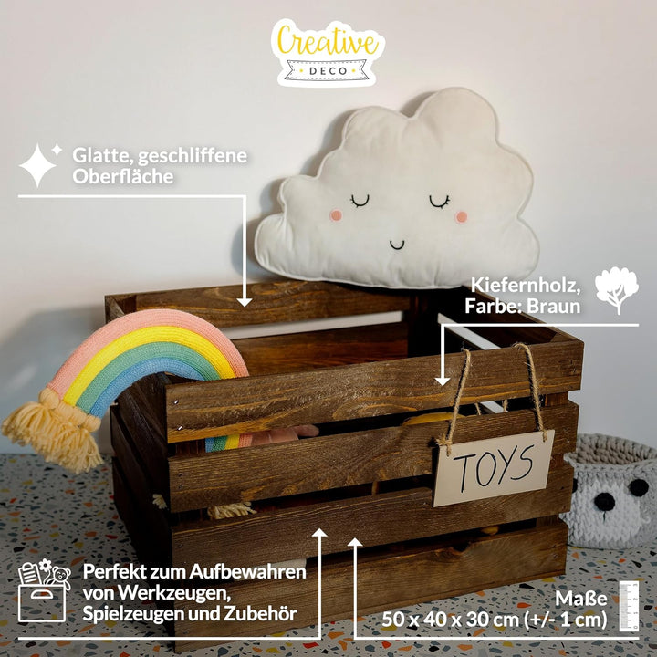Creative Deco 3 x Grosse Holzkiste Wenge | Weinkisten Set Obstkiste Holz | 50 x 40 x 30 cm | Geschli