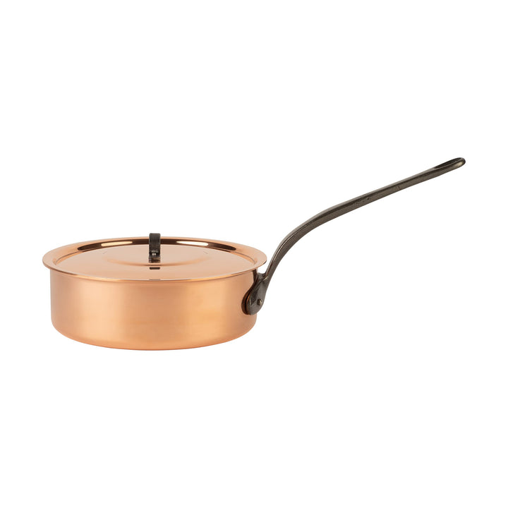 Cuisine Romefort | Kupfersauteuse verzinnt mit Gusseisengriff und Deckel Ø 22 cm | traditionelle Sch