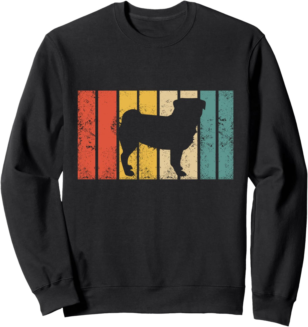 Retro Mops Hund Geschenk I Vintage Mops Mama Papa Sweatshirt