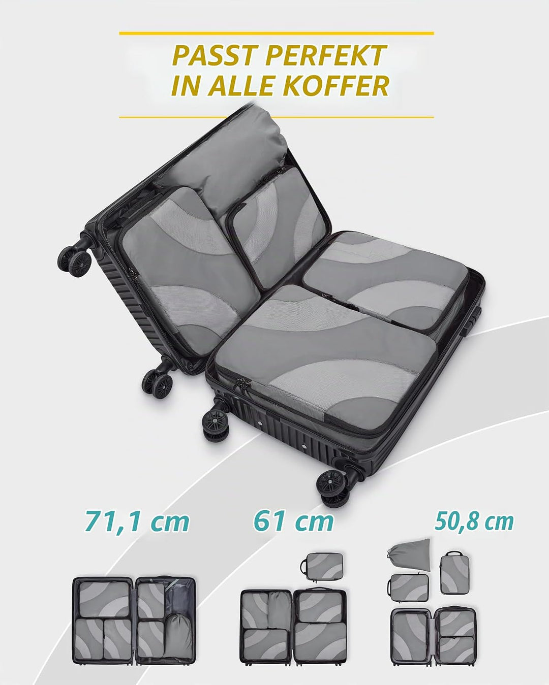 BAGSMART Packing Cubes Compression 6 Stück, Packwürfel Kompression Koffer Organizer Set, Travel Esse