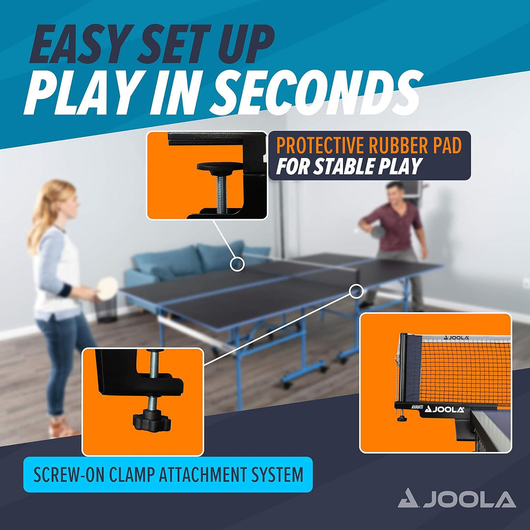 JOOLA 31009 Unisex – Erwachsene TT-Netzgarnitur Avanti Tischtennisnetz, schwarz, 152cm Bundle mit Ti