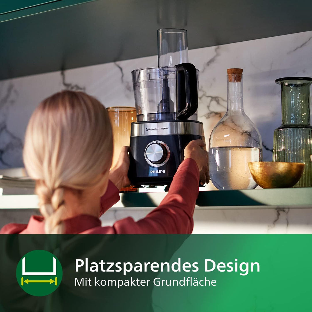 Philips HR7530/10 Küchenmaschine Viva Collection (850 W, 29 Funktionen, 2L Füllkapazität, 2-in-1 Sch