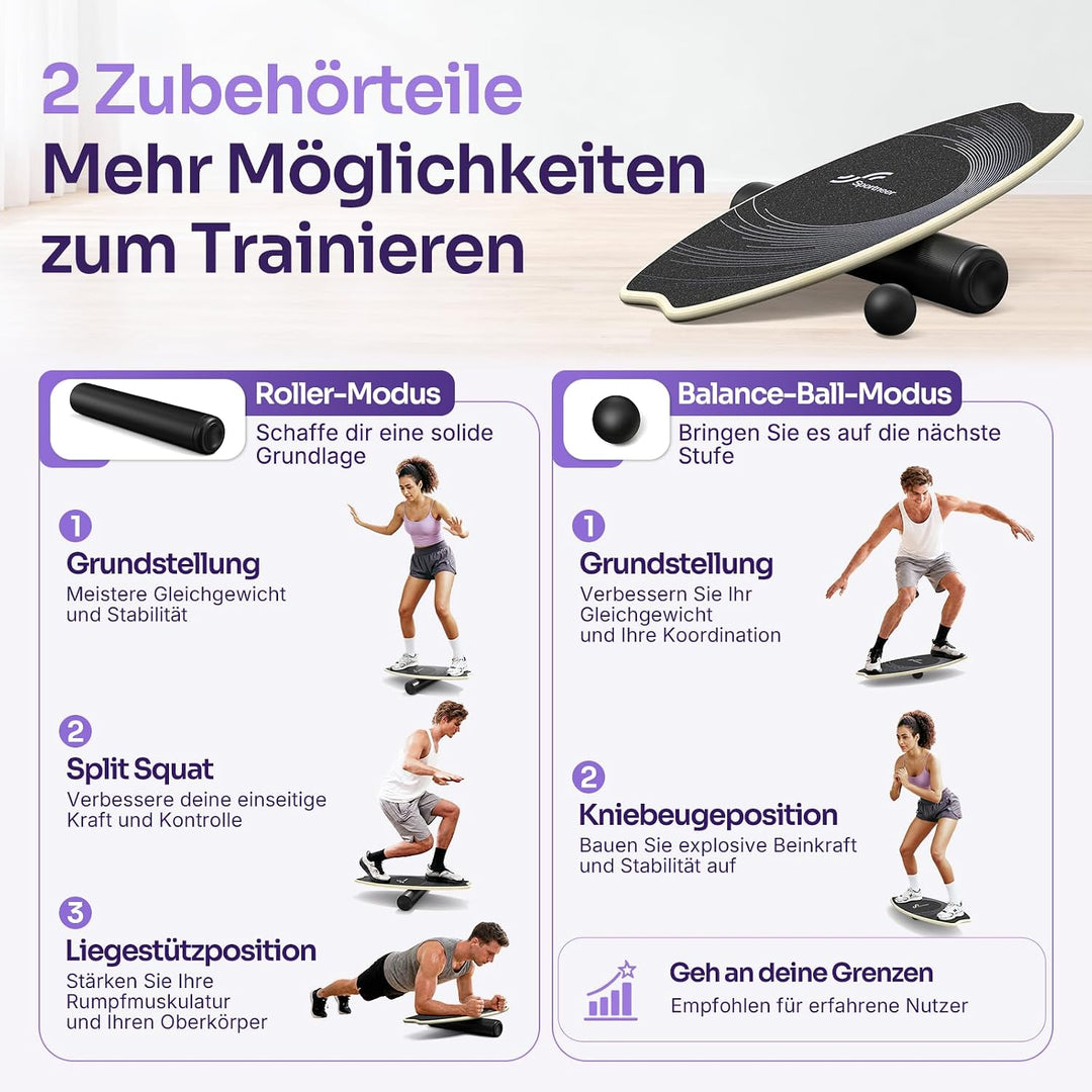 Balance Board Holz: Sportneer Indoorboard Skateboard, Indoor Surfboard Trickboard und Gleichgewichts