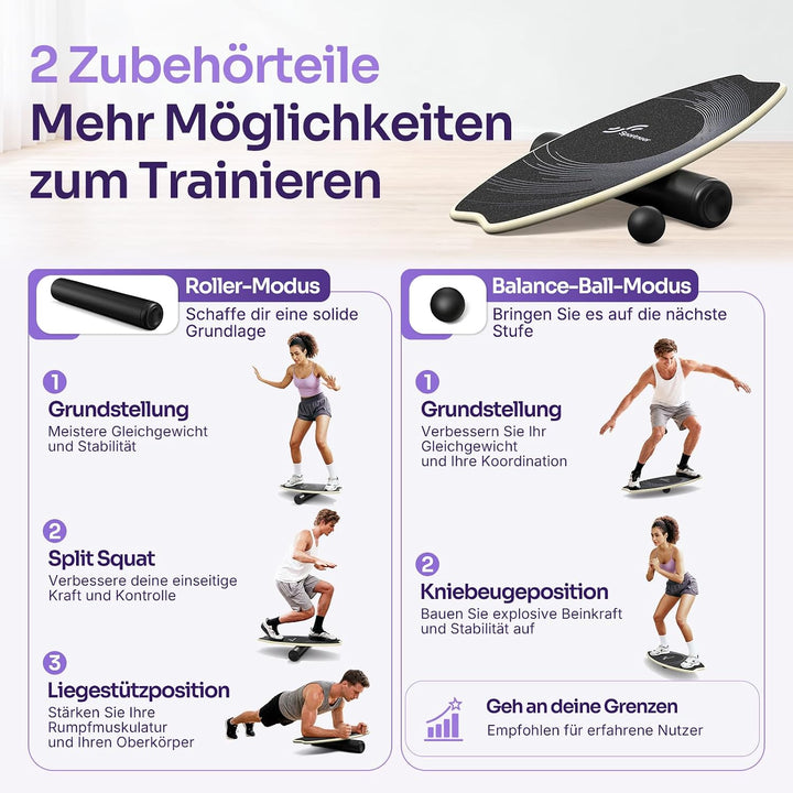 Balance Board Holz: Sportneer Indoorboard Skateboard, Indoor Surfboard Trickboard und Gleichgewichts