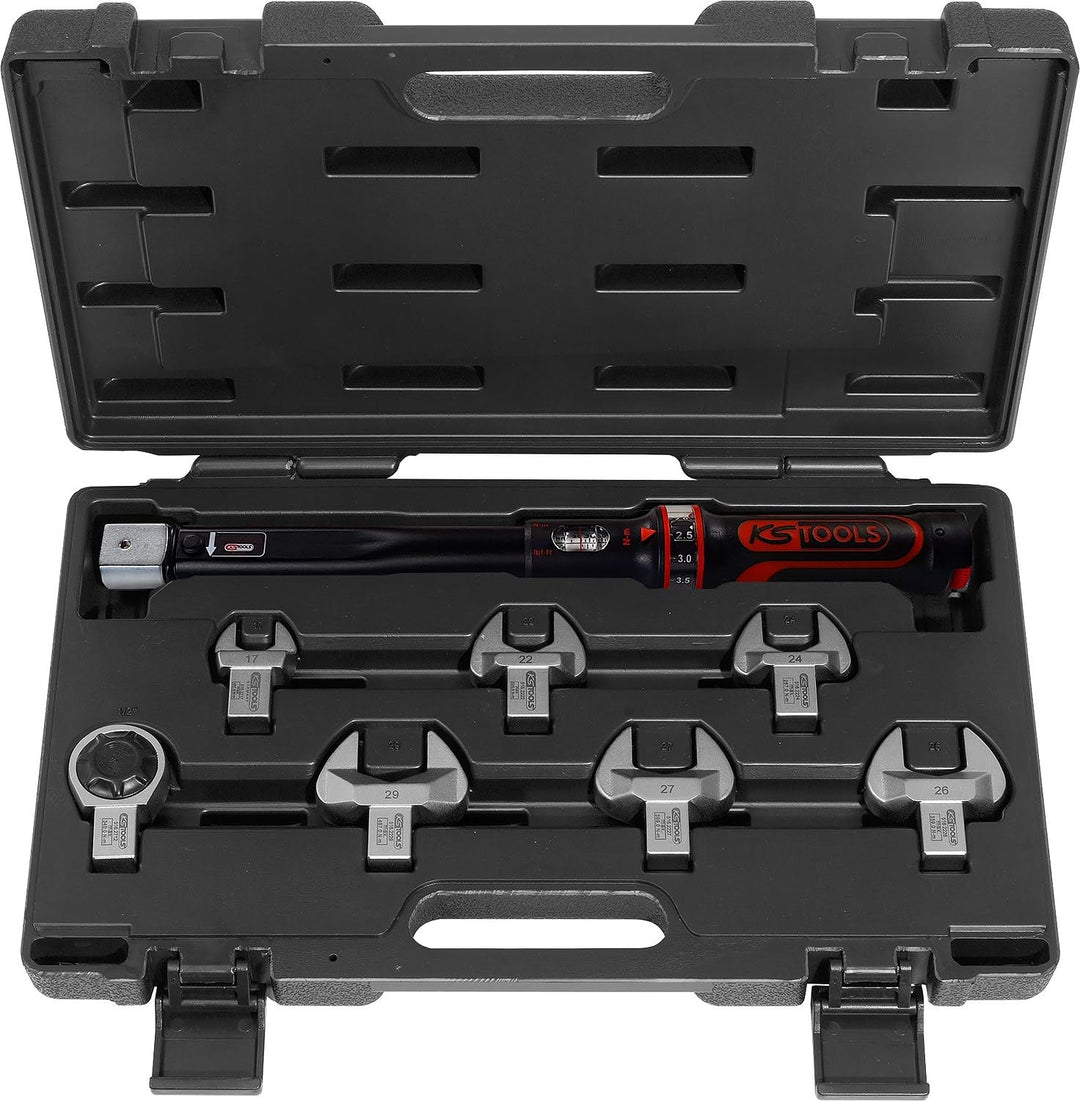 KS Tools 516.1225 ERGOTORQUE precision Kälte-Klima-Drehmomentschlüssel-Werkzeugsatz 20 - 100 Nm, 8-t