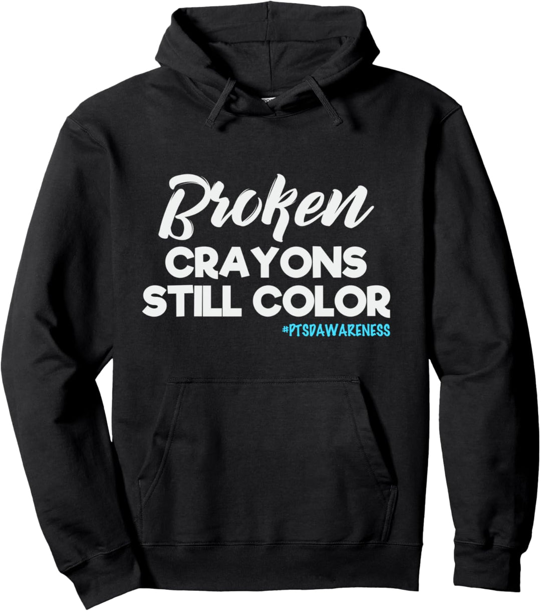Zerbrochene Buntstifte PTSD Stress Teal Ribbon Pullover Hoodie