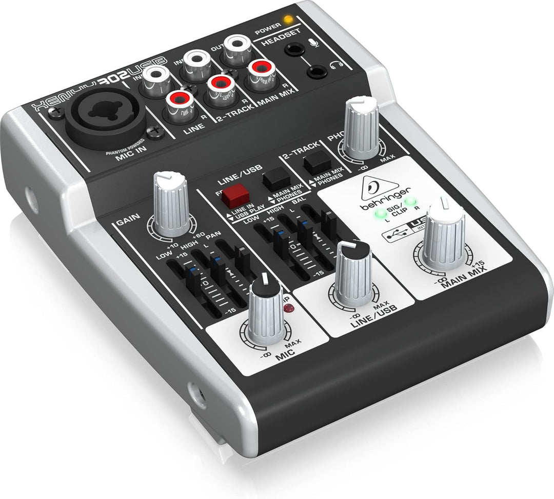 Behringer 302USB Erstklassiger 5-Eingangs-Mixer mit XENYX-Mikrofonvorverstärker und USB/Audio-Schnit