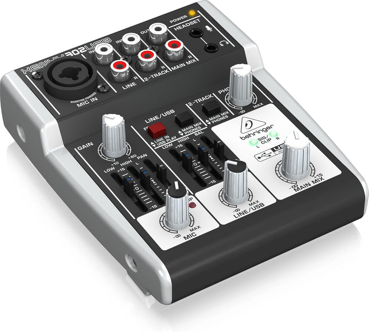Behringer 302USB Erstklassiger 5-Eingangs-Mixer mit XENYX-Mikrofonvorverstärker und USB/Audio-Schnit