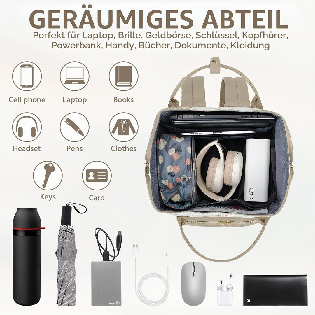 VANKEAN Laptop-Rucksack für Damen – Herren, Computer-Arbeitstasche, grosse Kapazität, wasserdicht, 3