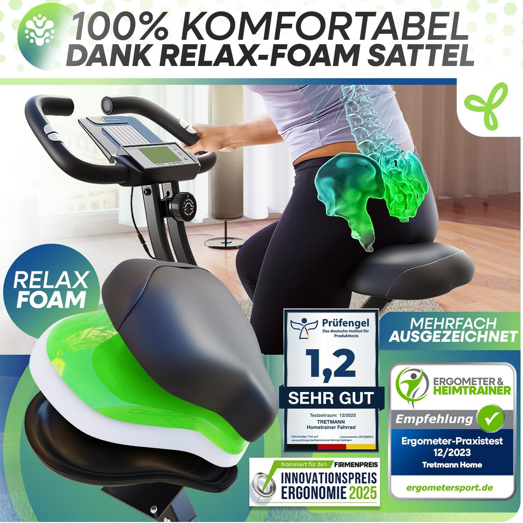 Neu Tretmann Hometrainer fahrrad Klappbar Set-extra bequem & leise- [RelaxFoam] bis 150KG Belastbar