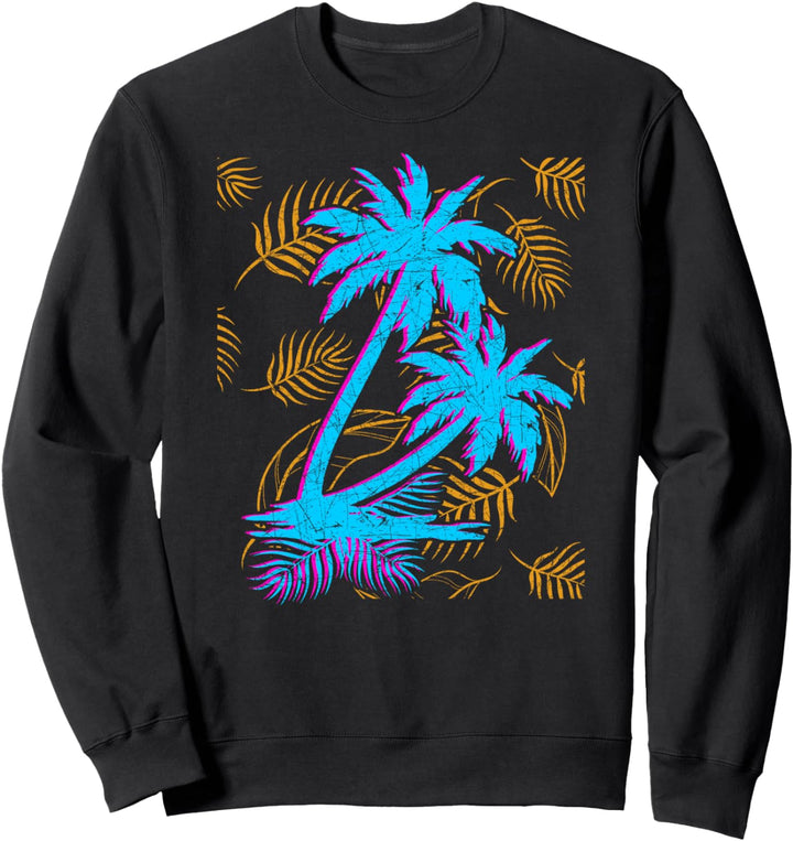 Sommerurlaub Tropische Palmen 1980er Kunst Vaporwave Sweatshirt