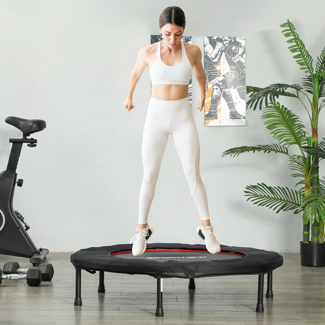SPORTNOW Fitness-Trampolin, Ø 102 cm, Trainings-Trampolin mit rutschfesten Füssen, Stahlrahmen, Bela