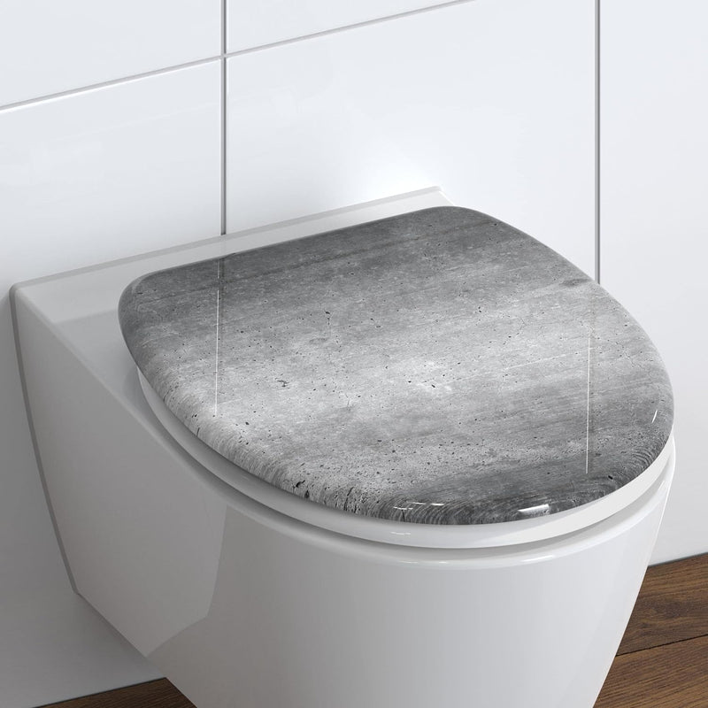 SCHÜTTE WC-Sitz Duroplast INDUSTRIAL GREY, Toilettensitz mit Absenkautomatik, passend für alle hande