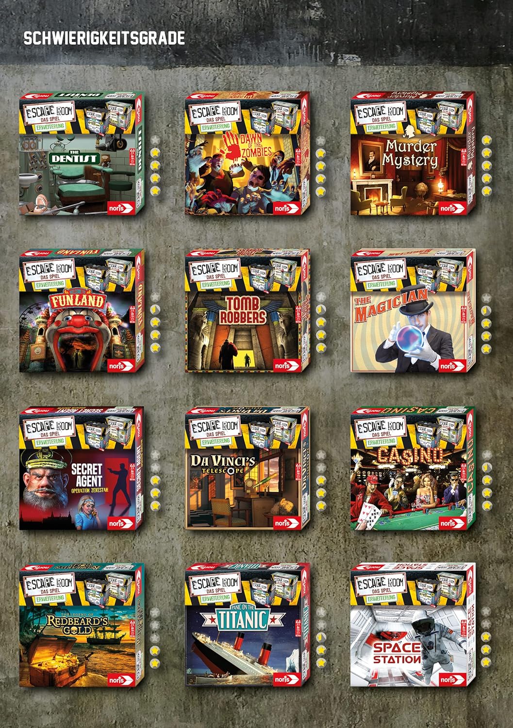 Noris 606101891 Escape Room 2 (Grundspiel) Familien und Gesellschaftsspiel für Erwachsene, inkl. 4 F