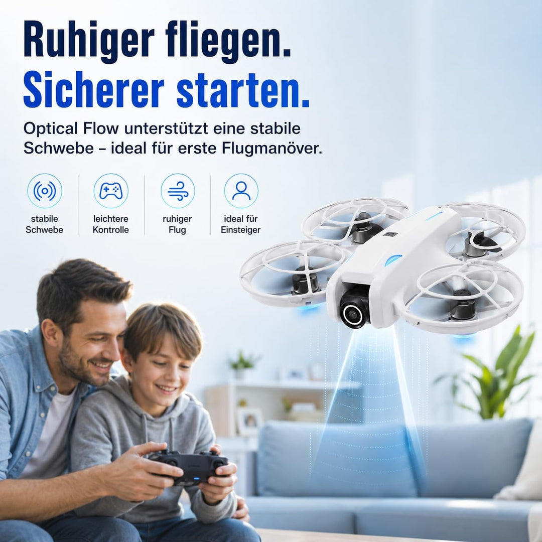 Mini Drohne mit 1080p HD Kamera & WiFi FPV, 5,6" Display Fernsteuerung, Optical Flow Stabilisierung,