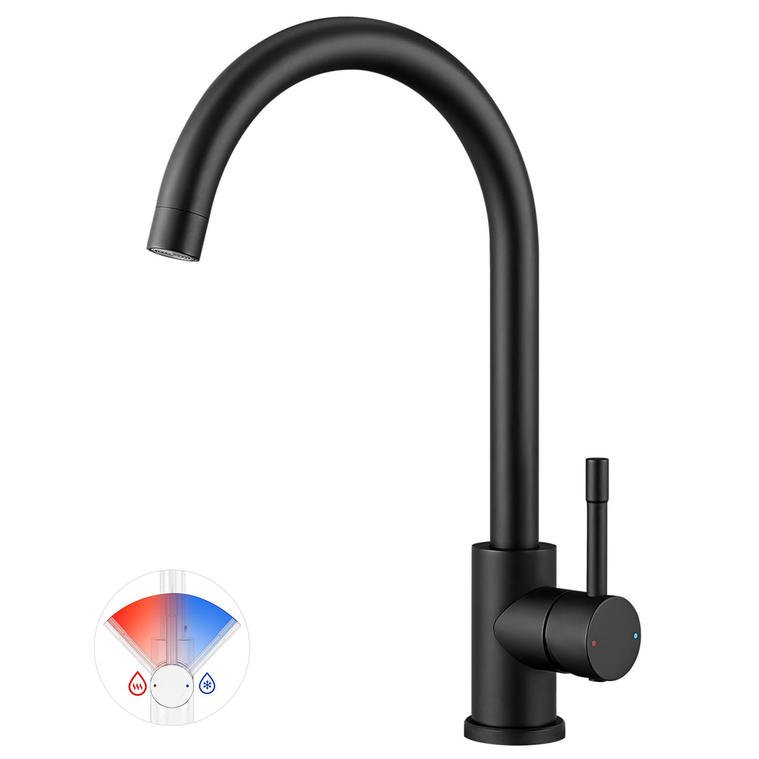 CEECIPA Wasserhahn Küche Schwarz 360° Schwenkbar, Hochdruck Küchenarmatur Schwarz, Mischbatterie Küc