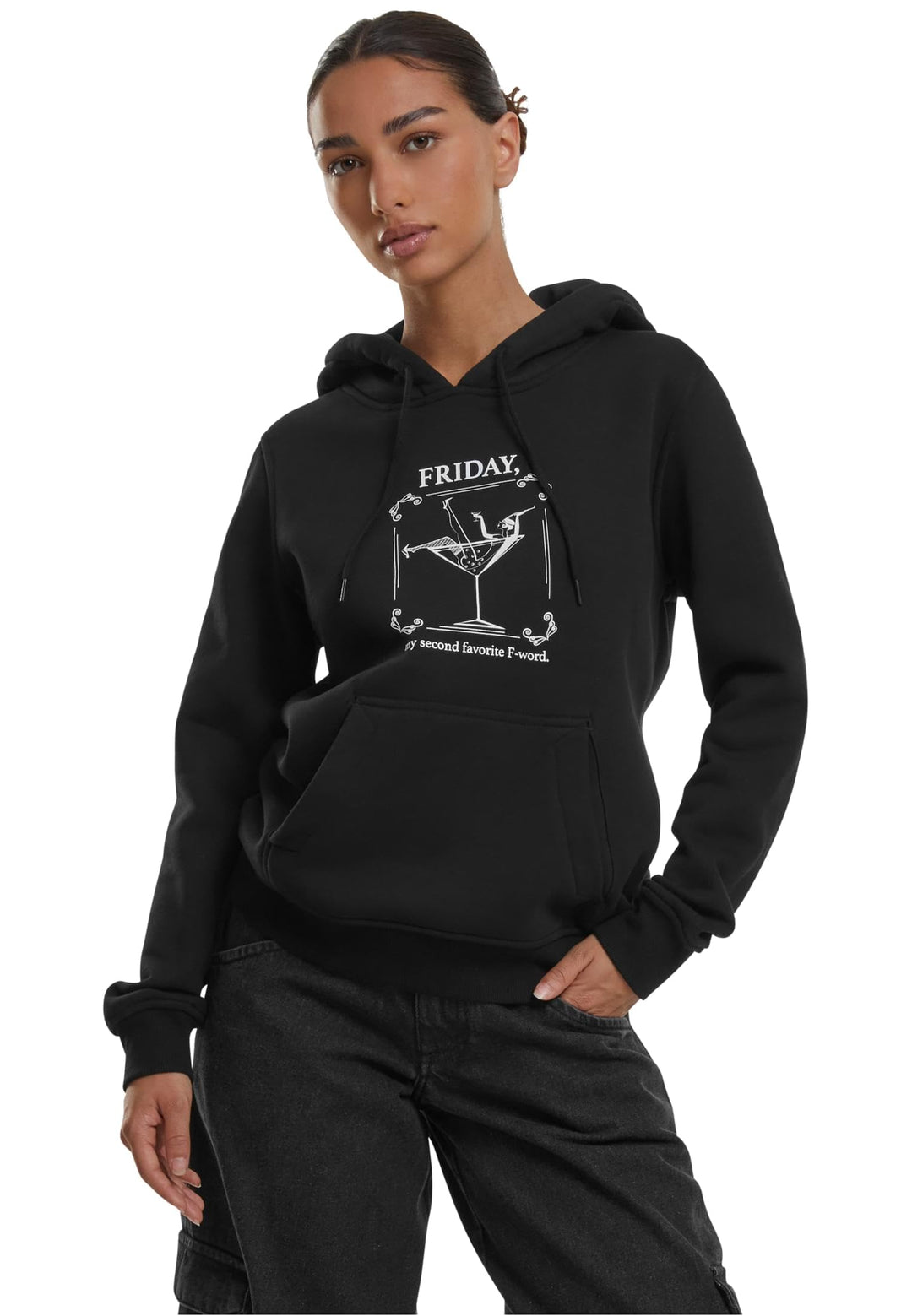 Mister Tee Damen Ladies F-Word Hoody Hooded Sweatshirt XS Schwarz, XS Schwarz