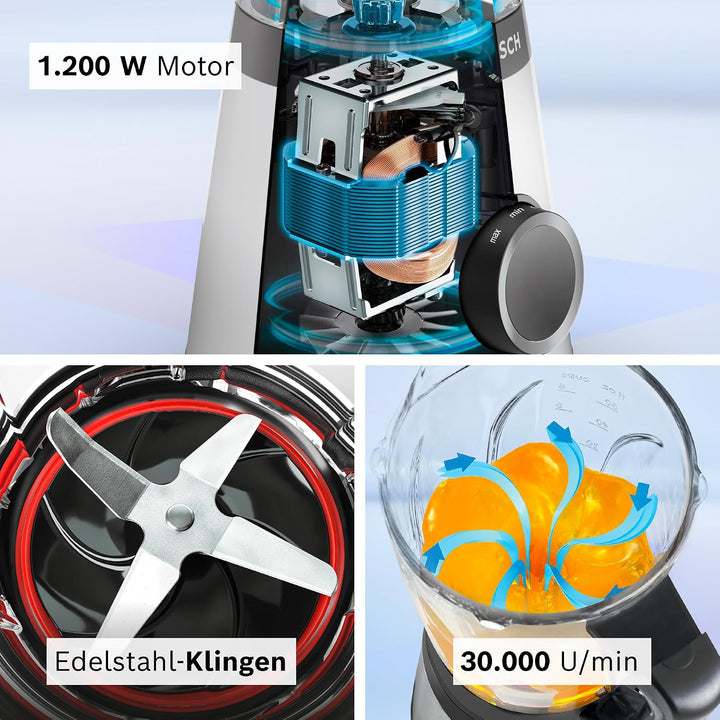 Bosch VitaPower Serie 4 Standmixer und Smoothie-Maker MMB4197S, Silber