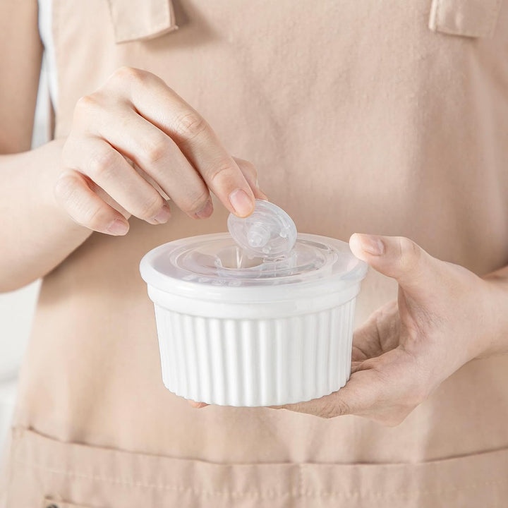 vancasso RAMEKINS 200ml Soufflé Förmchen Set von 6, Ø9,5cm Creme Brulee Schälchen Backofen sicher, P