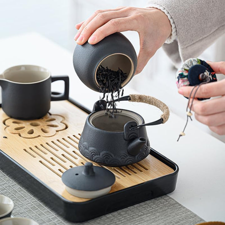 LURRIER Gongfu Tee-Sets, tragbares Keramik-Teeset, asiatisches Tee-Set für Erwachsene, Tee-Geschenks