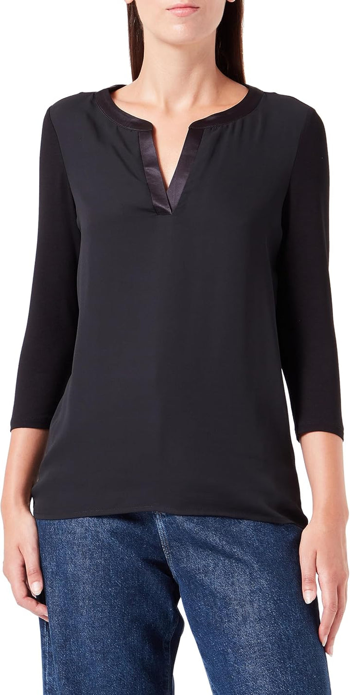comma Damen T-Shirt 34 9999 Schwarz, 34 9999 Schwarz