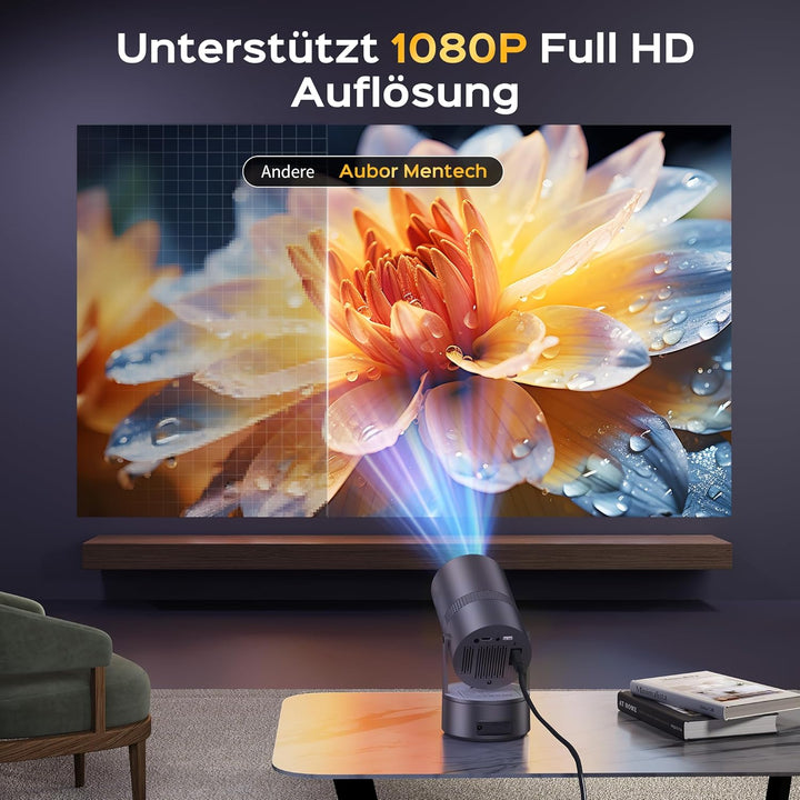 Mentech X3 Mini Beamer 4K Heimkino, Mini Projektor, Beamer WiFi6 und BT5.2 mit Android OS, Auto Trap