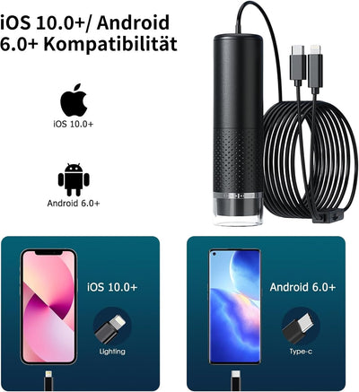 Handy-Mikroskop, Ashfly USB Mikroskop für Kinder 10 Bis 200X tragbares Taschenmikroskop, 3 Stufen ei