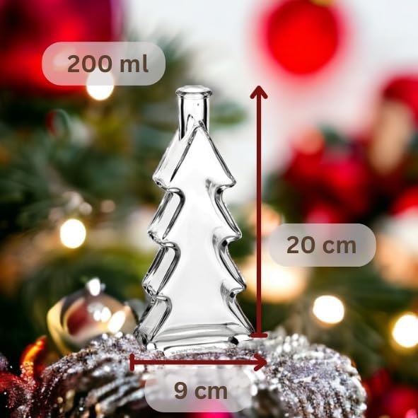 gouveo 6er Set Glasflasche 200 ml Tanne mit Korken (HGK) - Kleine Tannen-Flasche mit Korkverschluss