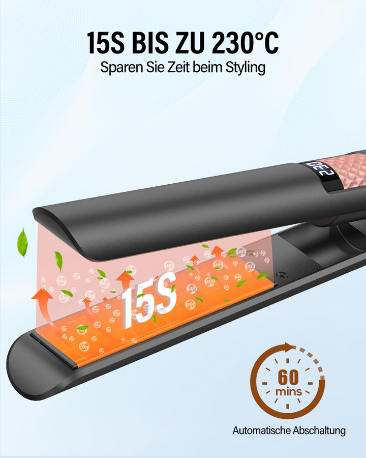 BESTOPE MIX Glätteisen Locken und Glätten 2-In-1, Rosa und Schwarz, Rosa und Schwarz