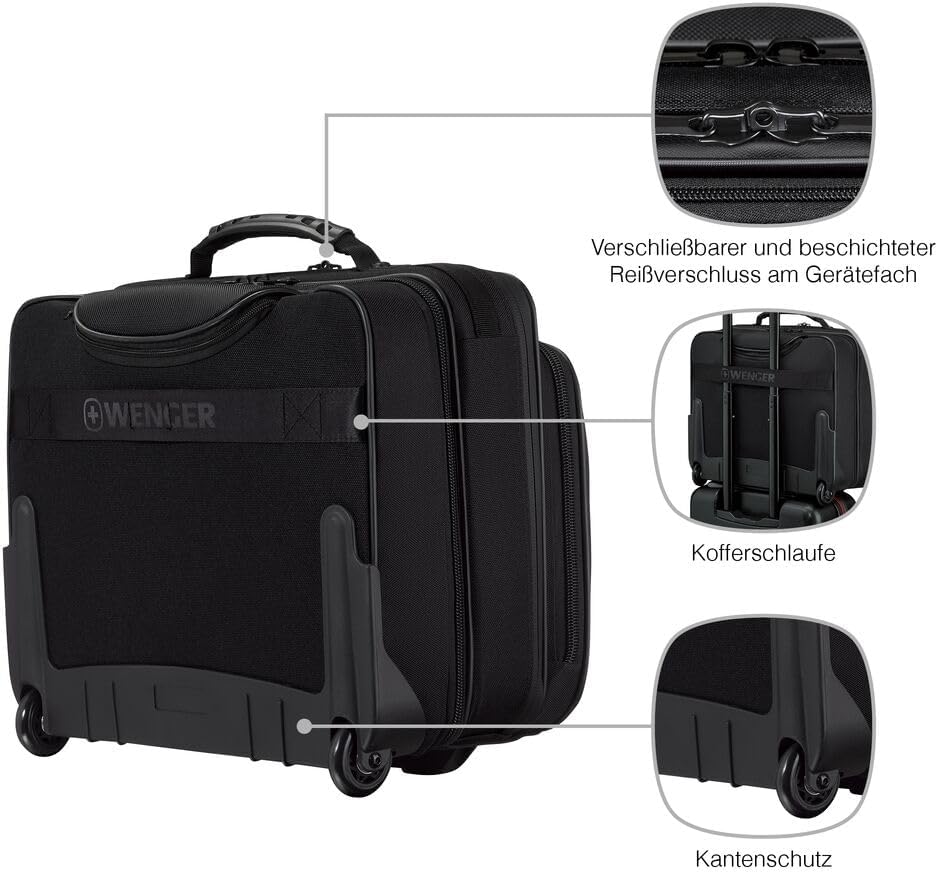 WENGER Legacy Black Series Aktenkoffer, Laptop-Tasche zum Rollen, Trolley, Notebook bis 15,6 Zoll, 2