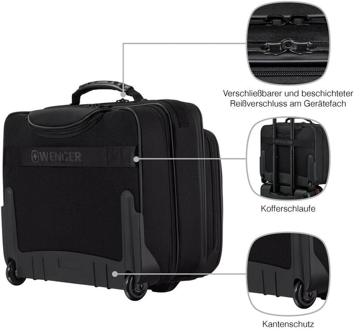 WENGER Legacy Black Series Aktenkoffer, Laptop-Tasche zum Rollen, Trolley, Notebook bis 15,6 Zoll, 2