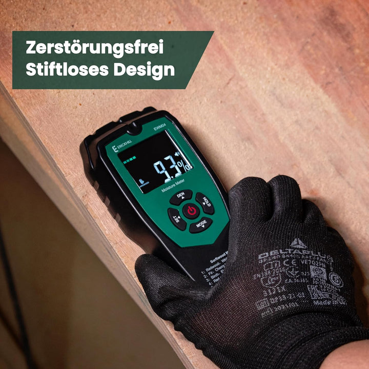 ERICKHILL Holz Feuchtemessgerät, nicht invasiver Feuchtemessgerät mit 4-Modi, LCD-Anzeige mit Hinter