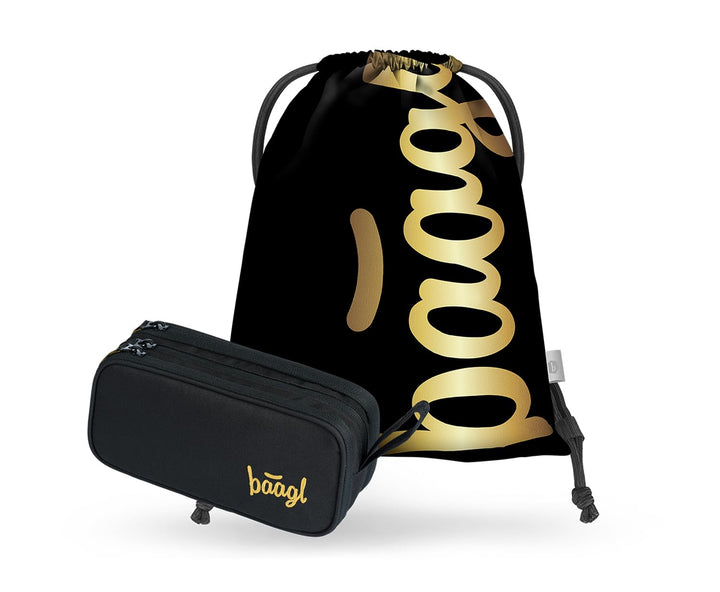 Baagl Federmäppchen Turnbeutel Set 2-teilig Jungen Mädchen Schule - Gold | Ein robuster Gymsack und