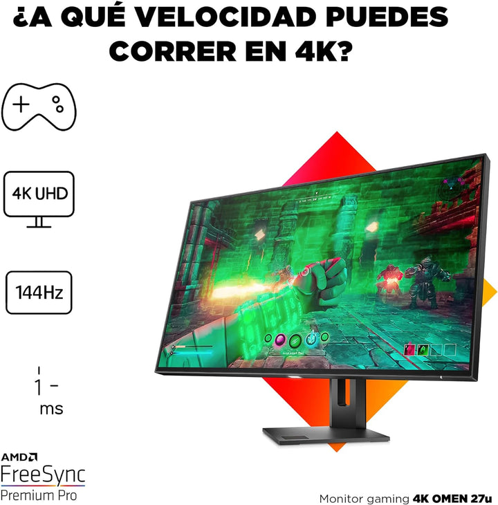 HP OMEN 27u 4K Gaming Monitor für PC und Konsolen, 27 Zoll Bildschirm, 2160p IPS Oxid UHD Display, 1